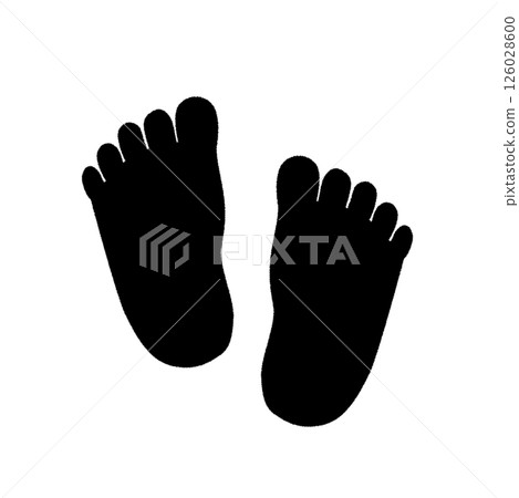 足跡輪廓、左右腳底圖（白色背景） 126028600