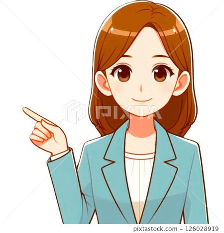 A woman pointing and explaining 126028919
