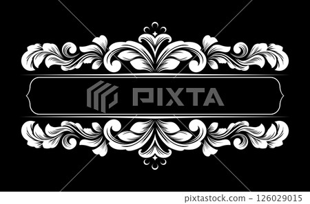 Vintage black and white element. Graphic vector design. Damask graphic ornament Vintage black and white element. Graphic vector design. Damask graphic ornament 126029015