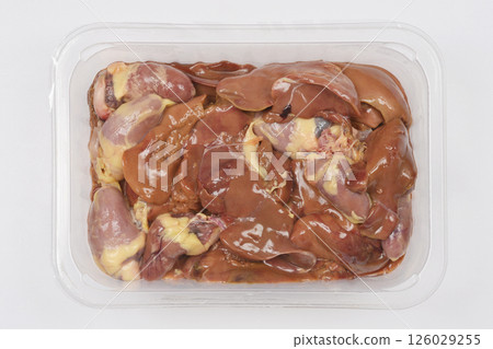 Raw chicken livers and hearts Raw chicken livers and hearts 126029255
