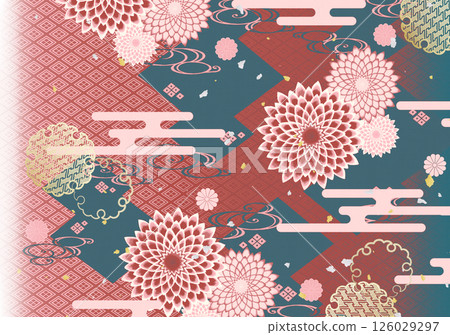 Gorgeous Japanese pattern New Year's card template 126029297