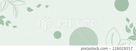 Horizontal banner with leaves on green background Horizontal banner with leaves on green background 126029357
