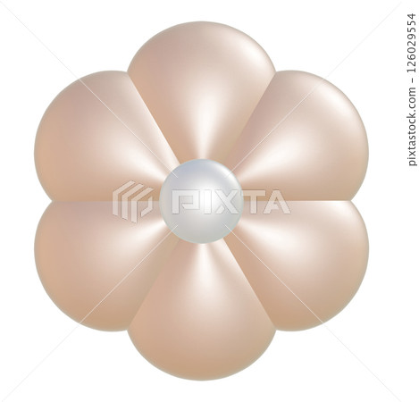 Six-petal pink flower 3DCG illustration of a pearl textured flower 126029554