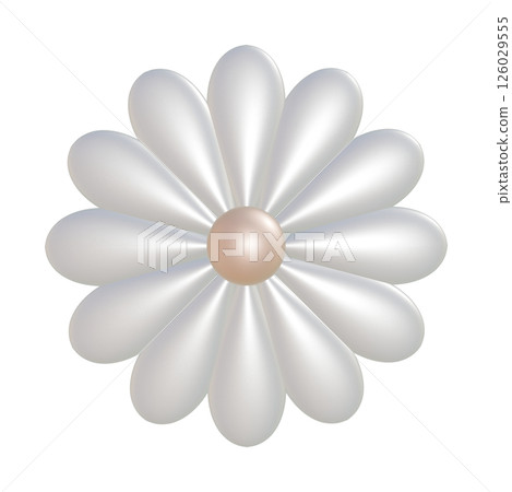 12-petal white flower 3DCG illustration of a pearl-textured flower 126029555