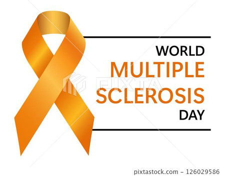 World Multiple Sclerosis Day. Orange Awareness Ribbon on White Background. Raising awareness of World Multiple Sclerosis Day campaign. Orange flat Awareness ribbon. Vector Illustration 126029586