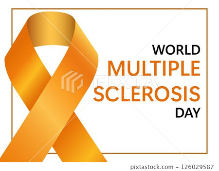 World Multiple Sclerosis Day. Raising awareness of World Multiple Sclerosis Day campaign. Orange Awareness Ribbon on White Background. Orange flat Awareness ribbon. Vector Illustration 126029587