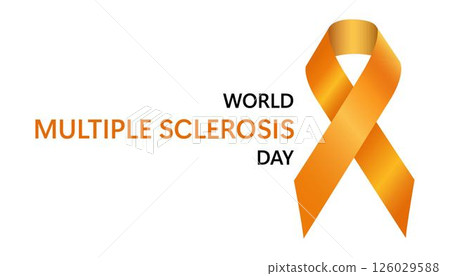 World Multiple Sclerosis Day. Orange Awareness ribbon. Raising awareness of World Multiple Sclerosis Day campaign. Orange Awareness Ribbon on White Background.  Vector Illustration 126029588