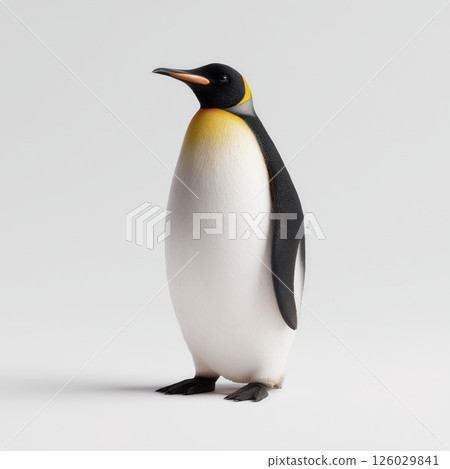 Majestic Emperor Penguin Standing on White Background 126029841
