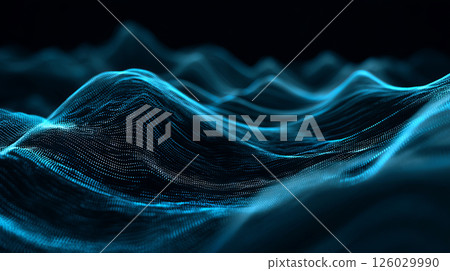 Abstract gradient particle waves seamlessly flowing with soft purple light and bokeh. Orange and blue digital waves. Technology, engineering, science, and artificial intelligence background Abstract gradient particle waves seamlessly flowing with soft purple light and bokeh. Orange and blue digital waves. Technology, engineering, science, and artificial intelligence background 126029990