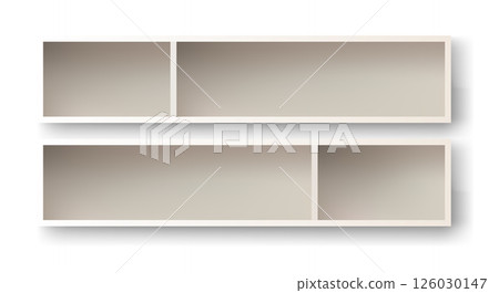 Kitchen cabinets mockup. Vector furniture for design interior. Isolated home workspace equipment. Interior office or living room object 126030147