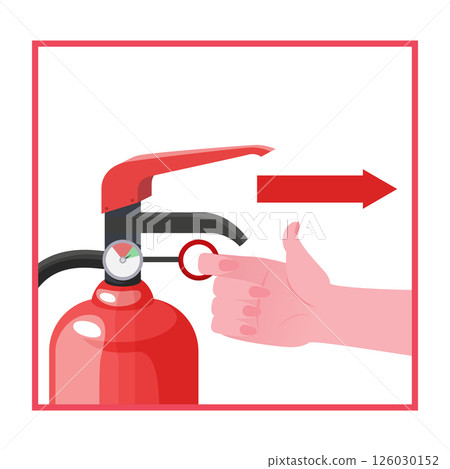 Fire extinguisher instruction. Fire prevention and extinguishing tips. Safety Information, poster or banner for website. Cartoon flat vector illustrations isolated on blue background 126030152