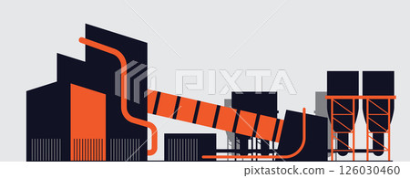 Flat Industrial Building Vector illustration 126030460