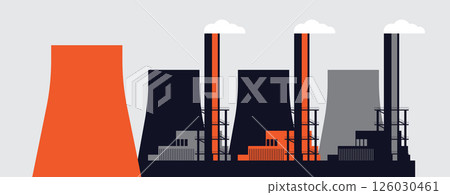 Flat Industrial Building Vector illustration 126030461