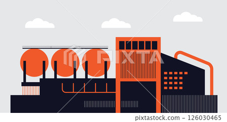 Flat Industrial Building Vector illustration 126030465
