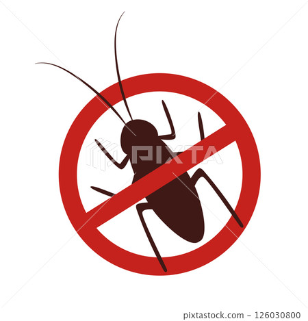 No Cockroach Sign Pest Control Cartoon Vector Illustration 126030800