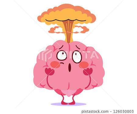 Exploding Brain with Fumes Blown Mind Concept Cartoon Vector Illustration 126030803