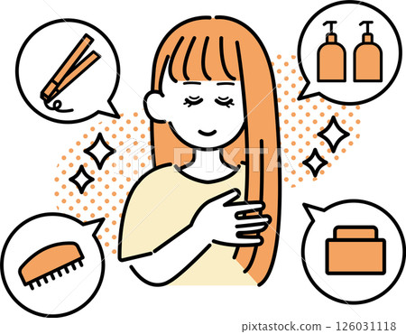 一個女人做頭髮護理的插圖 126031118