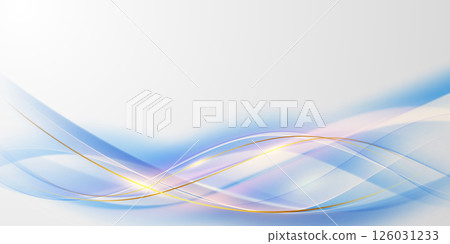 Blue abstract wave background with luxury golden elements vector illustration 126031233