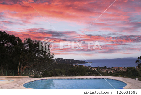poolside in Le Lavandou, French Riviera, Var, France 126031585