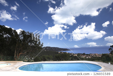 poolside in Le Lavandou, French Riviera, Var, France 126031589