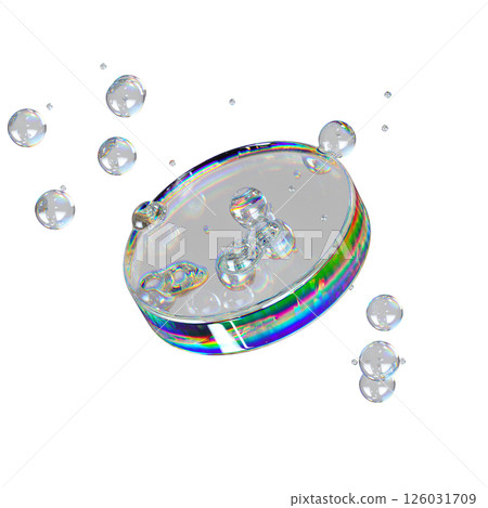 Metaball Liquid Transparent Iridescent Blobs With Rotating Disc. 126031709