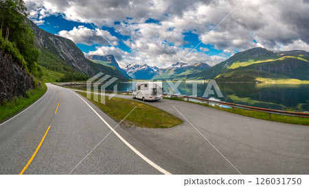 Family vacation travel RV, holiday trip in motorhome, Caravan car Vacation. 126031750