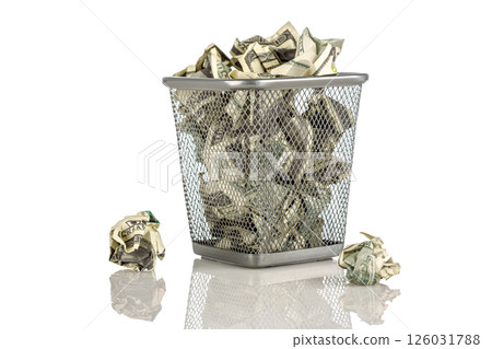 Money in a basket on a white background... Money in a basket on a white background... 126031788
