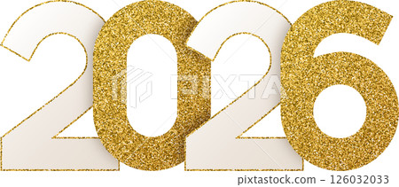 Glitter Gold White 2026 New Year 126032033