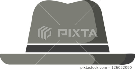 Simple Gray Fedora Hat Illustration with Darker Band Simple Gray Fedora Hat Illustration with Darker Band 126032090