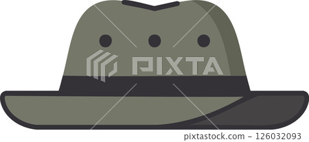 Simple Olive Green Outback Hat Illustration with Dark Band and Vents 126032093