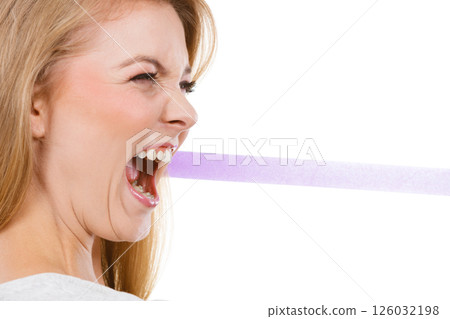 Woman screaming furiously with negative emotions 126032198