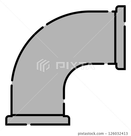 Illustration of piping fittings Ferrule 90° elbow Sanitary fittings Line drawing Dashed line Stylish Colored Illustration of piping fittings Ferrule 90° elbow Sanitary fittings Line drawing Dashed line Stylish Colored 126032413