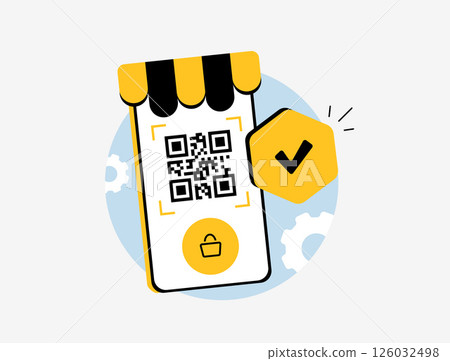 QR code payments concept. Qr scanning at checkout, e-commerce mobile payment methods. Qr code scanning ecommerce integration for secure and contactless transactions. Isolated vector illustratio 126032498