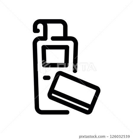 Minimalist Payment Terminal with Card and Receipt in Black Outline 126032539