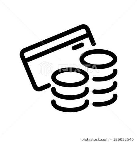 Payment Card Positioned Beside a Neatly Stacked Pile of Coins Payment Card Positioned Beside a Neatly Stacked Pile of Coins 126032540