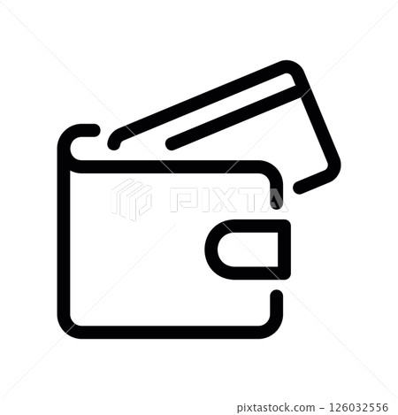 Solid Outline Wallet with a Clearly Visible Credit Card Inserted 126032556