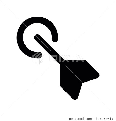 Target indicator symbol showing a dart or arrow hitting the center point 126032615