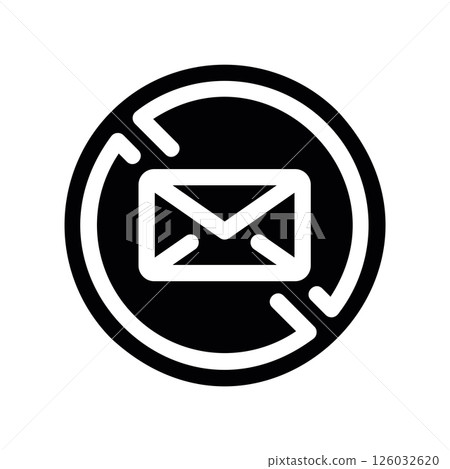 Email envelope icon inside a forbidden circle with a diagonal slash 126032620