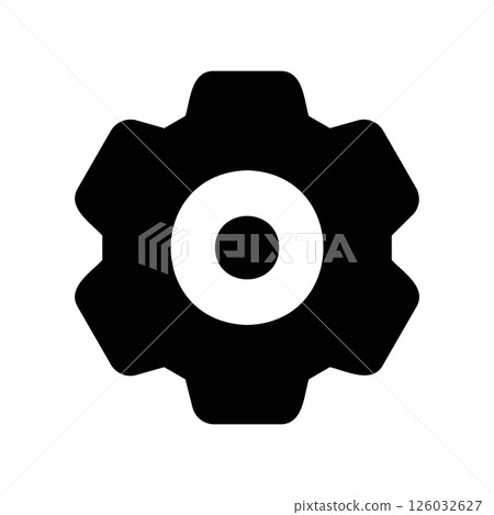 Solid gear cog icon representing settings configuration or technical process Solid gear cog icon representing settings configuration or technical process 126032627