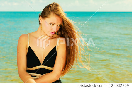 Beautiful summer girl portrait outdoor 126032709
