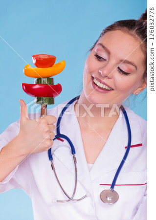 Dietitian with vegetables. Healthy diet nutrition. 126032778
