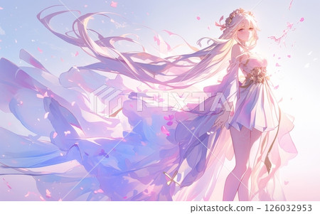 Dynamic white-haired beautiful girl character, anime-style fantasy illustration Dynamic white-haired beautiful girl character, anime-style fantasy illustration 126032953