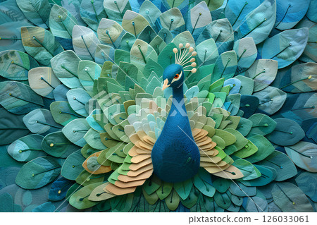 A peacock spreading its dreamy feathers (fantasy illustration) 126033061