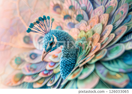 A peacock spreading its dreamy feathers (fantasy illustration) 126033065