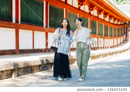 Two women sightseeing in Nara Two women sightseeing in Nara 126033249
