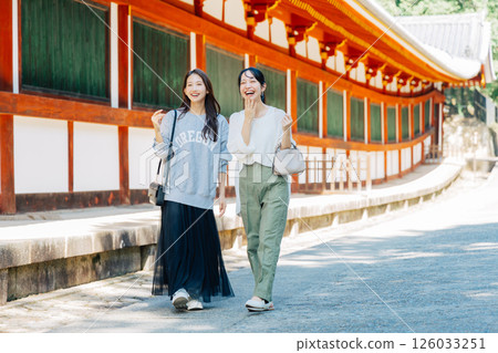 Two women sightseeing in Nara 126033251