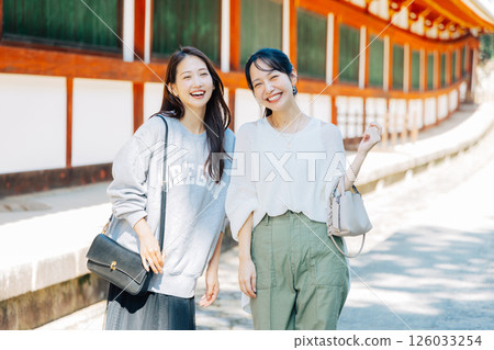 Two women sightseeing in Nara 126033254