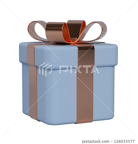 3d gift box with copper bow 126033577