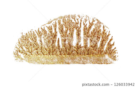 Golden hand drawn smear stain. Acrylic texture with paper effect. Gold brush stroke. Design element. Golden hand drawn smear stain. Acrylic texture with paper effect. Gold brush stroke. Design element. 126033942