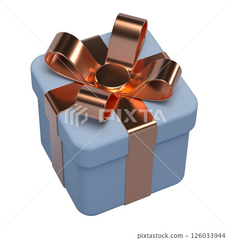 3d blue gift box with copper bow 3d blue gift box with copper bow 126033944